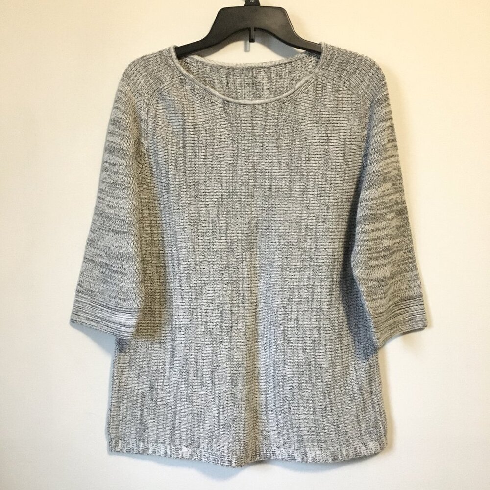 Olsen Europe Black & White Dithered Knit Cozy Sweater